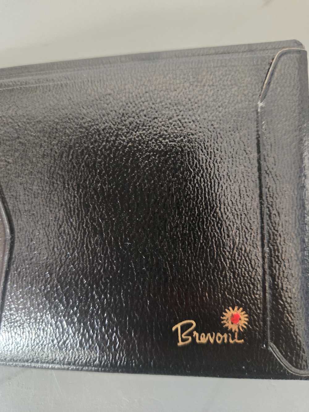 Pietro Brunelli VINTAGE Black Leather Men's Wallet with Gold Logo and Red Detail